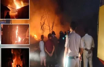 रिठाला मेट्रो स्टेशन के पास झुग्गी बस्ती में लगी आग, झुग्गियां पूरी तरह जलकर राख