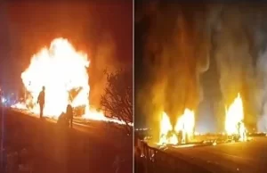 कर्नाटक के चित्रदुर्ग में आग का गोला बनी बस, 12 यात्री जिंदा जले
