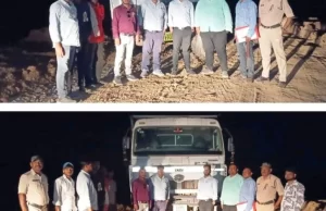 शासकीय भूमि से हो रहा था अवैध खनन, एक पोकलेन और 3 हाइवा जब्त