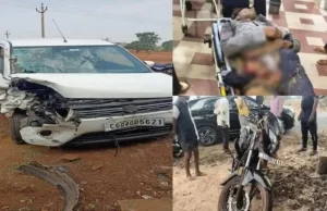 तेज रफ्तार कार और बाइक की टक्कर से 3 दोस्तों की दर्दनाक मौत