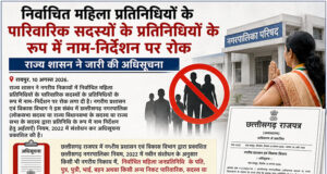 निर्वाचित महिला प्रतिनिधियों के पारिवारिक सदस्यों के प्रतिनिधियों के रूप में नाम-निर्देशन पर रोक