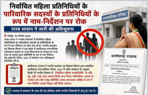 निर्वाचित महिला प्रतिनिधियों के पारिवारिक सदस्यों के प्रतिनिधियों के रूप में नाम-निर्देशन पर रोक