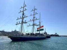 भारतीय नौसेना का पोत सुदर्शनी इटली के लिवोर्नो से रवाना